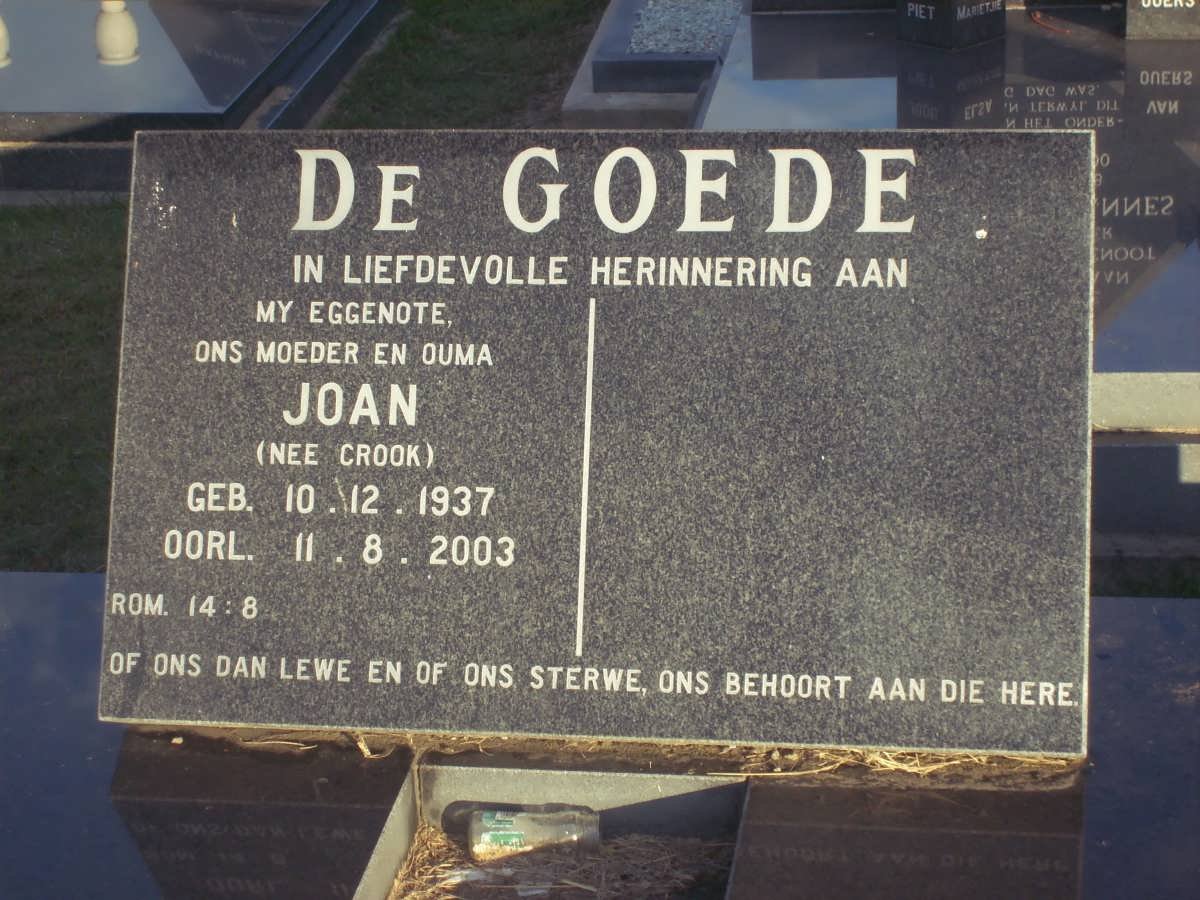 GOEDE Joan, de nee CROOK 1937-2003