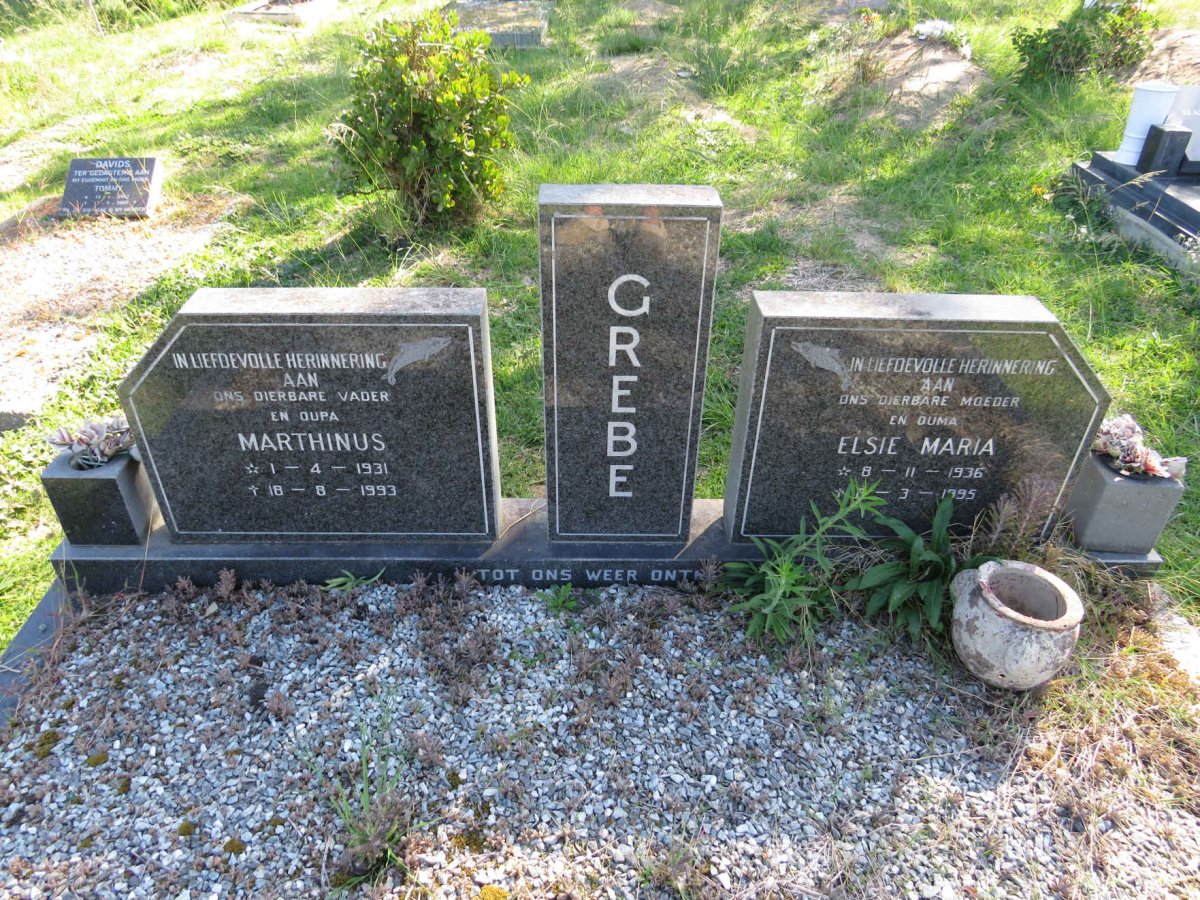 GREBE Marthinus 1931-1993 &amp; Elsie Maria 1936-1995