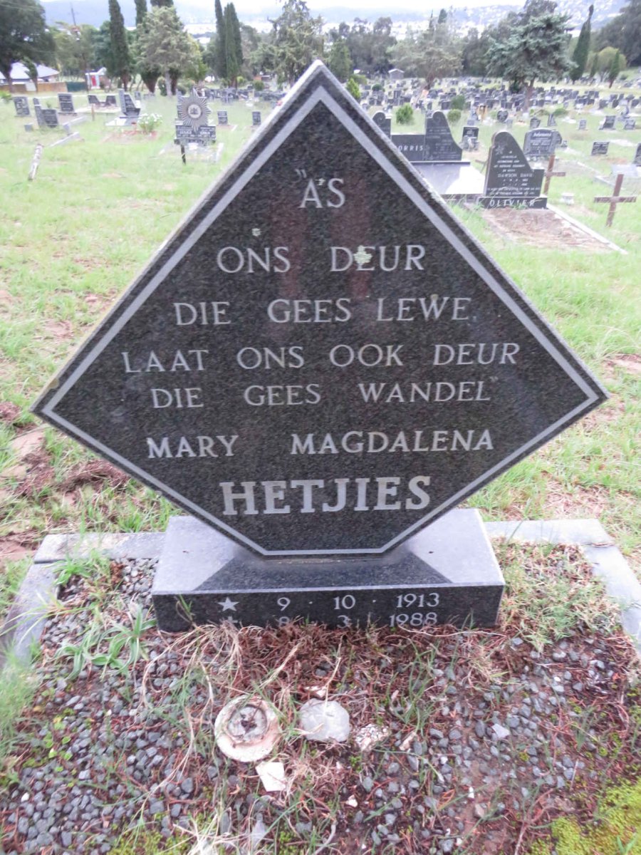 HETJIES Mary Magdalena 1913-1988