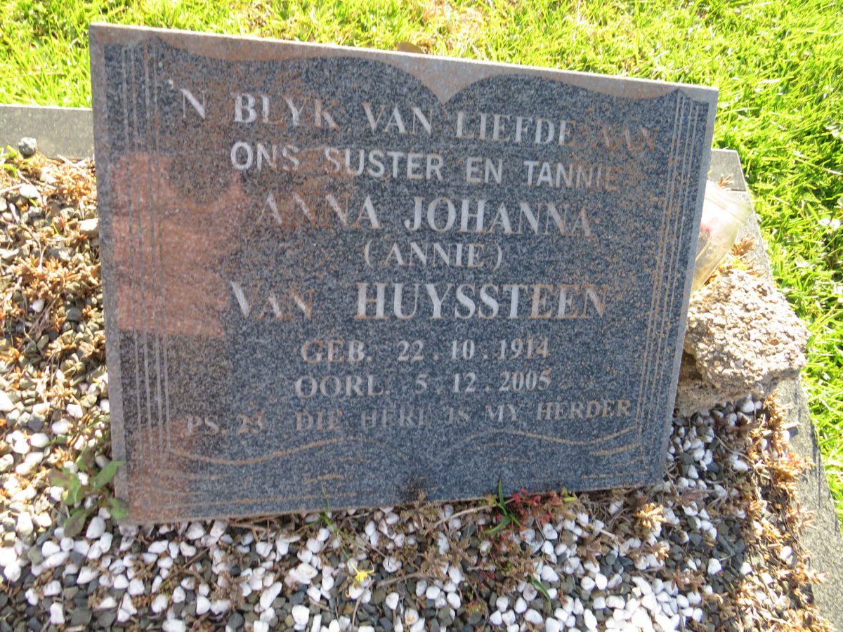 HUYSSTEEN Anna Johanna, van 1914-2005