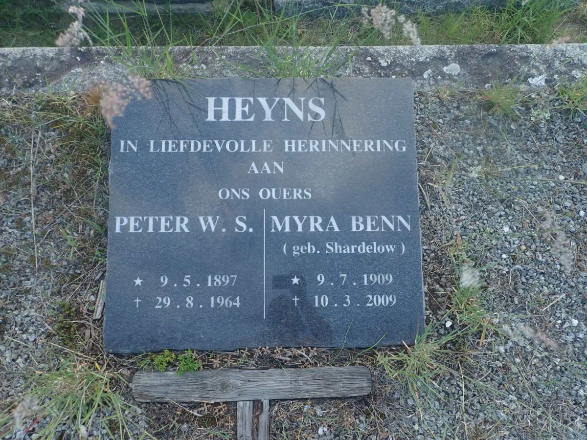 HEYNS Peter W.S. 1897-1964 & Myra Benn SHARDELOW 1909-2009