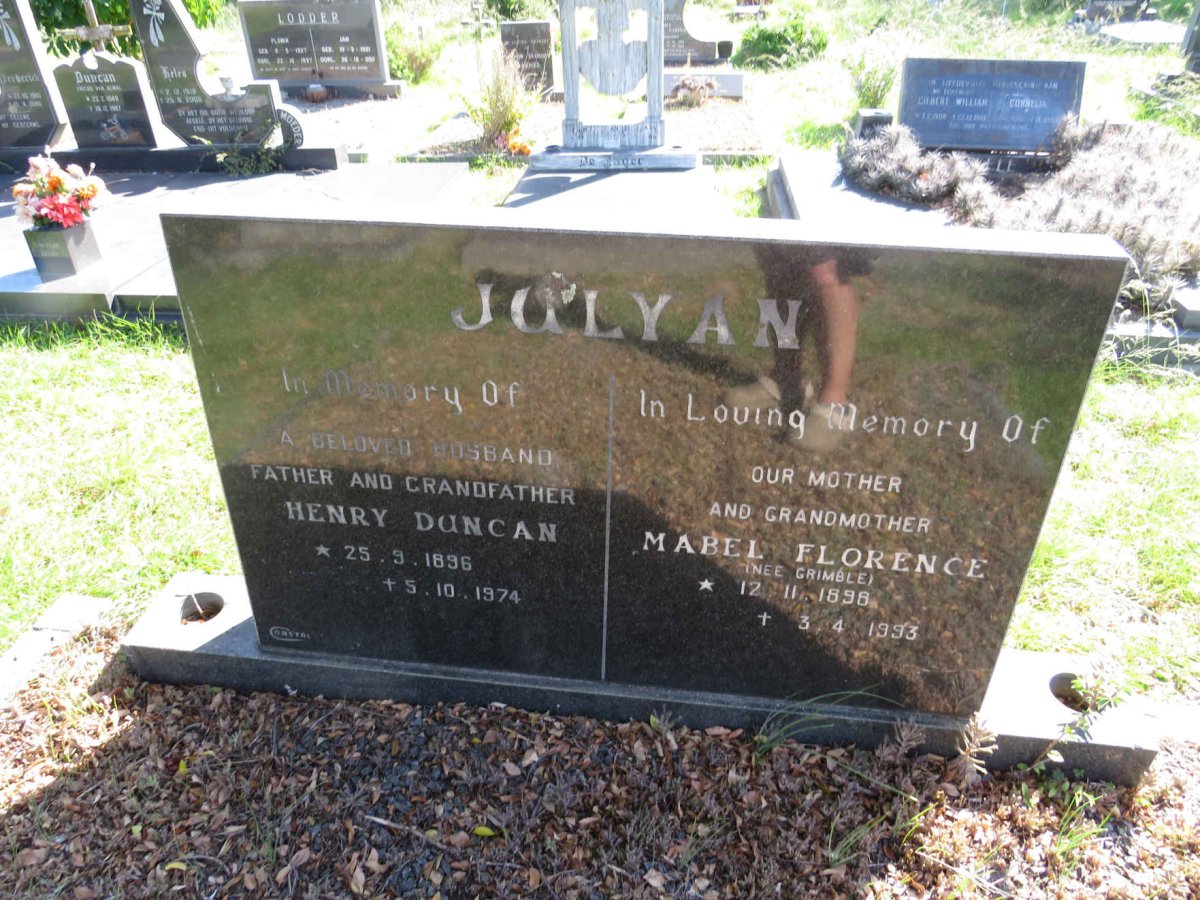 JULYAN Henry Duncan 1896-1974 &amp; Mabel Florence GRIMBLE 1898-1993