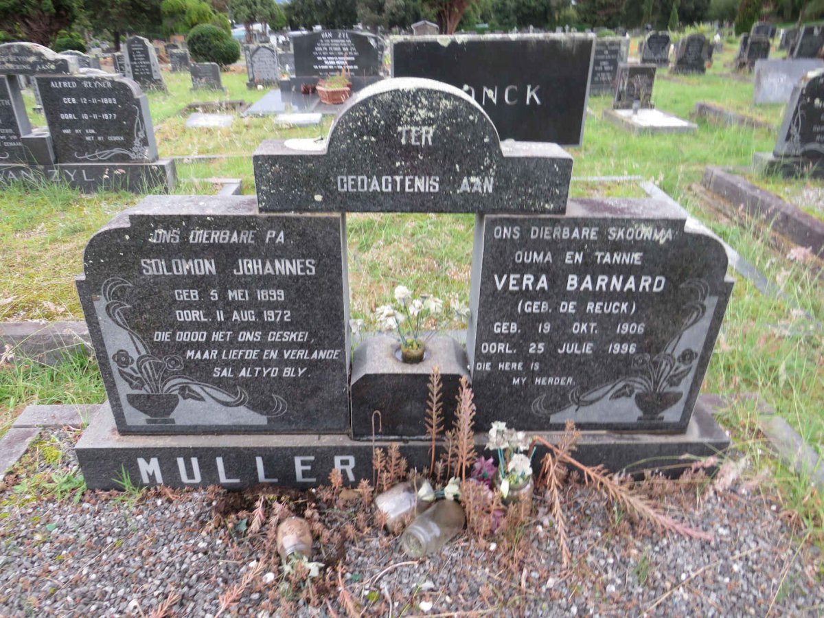 MULLER Solomon Johannes 1899-1972 & Vera Barnard DE REUK 1906-1996