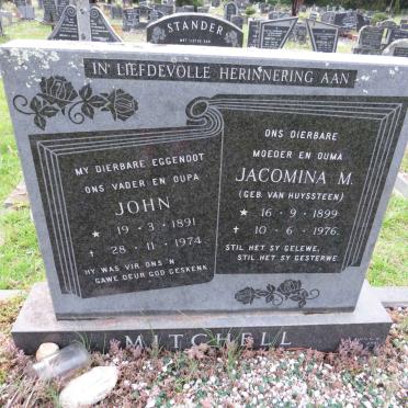 MITCHELL John 1891-1974 & Jacomina M. VAN HUYSSTEEN 1899-1976