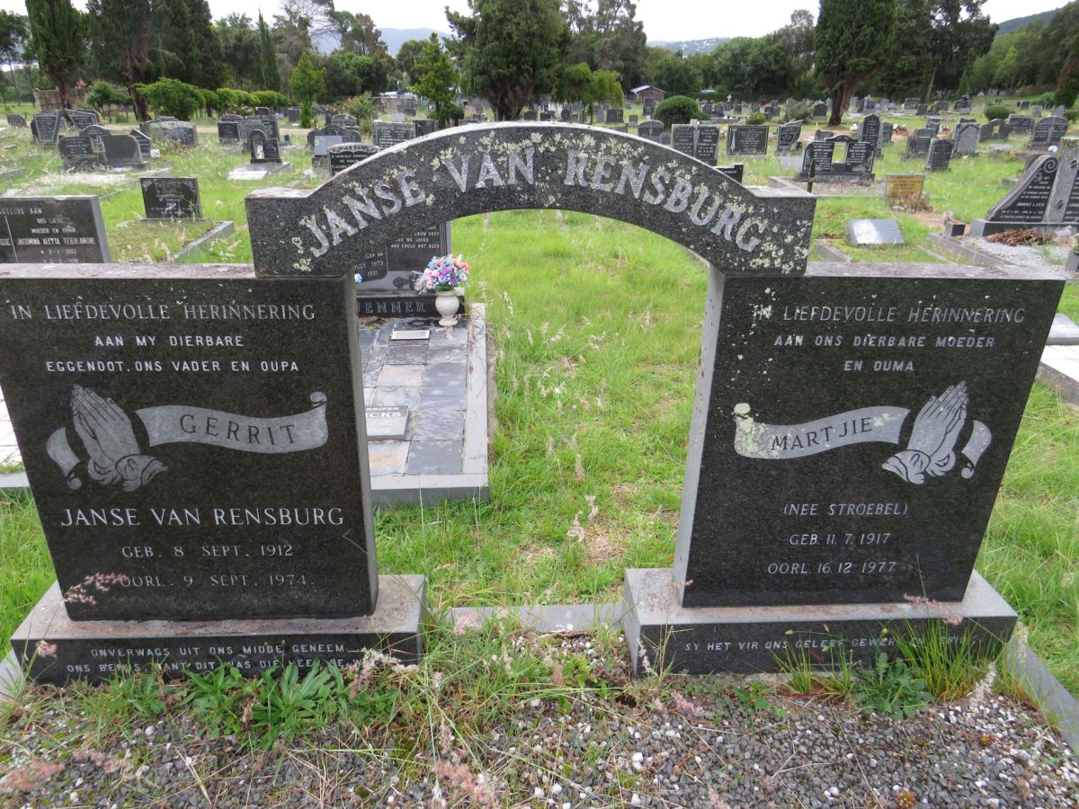 RENSBURG Gerrit, Janse van 1912-1974 & Martjie STROEBEL 1917-1977