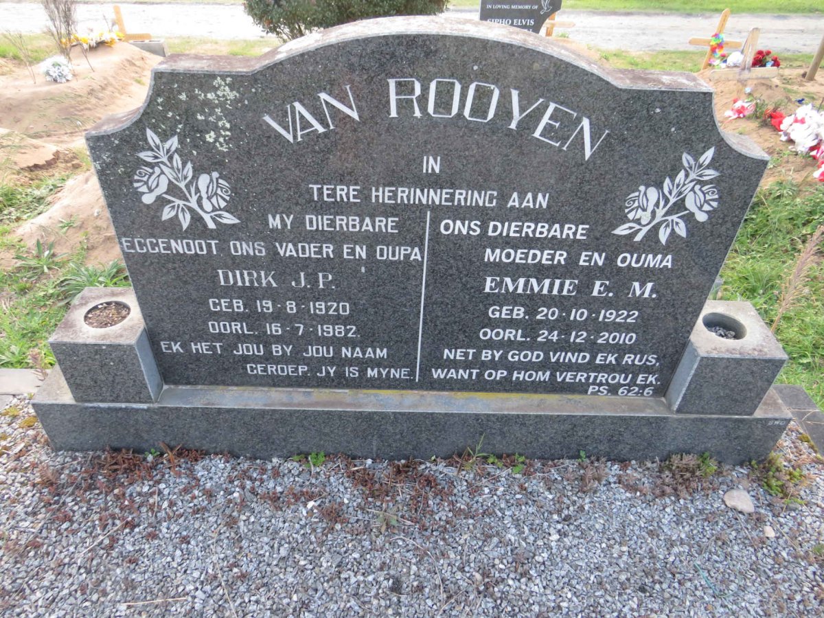 ROOYEN Dirk J.P. 1920-1982 & Emmie E.M. 1922-2010
