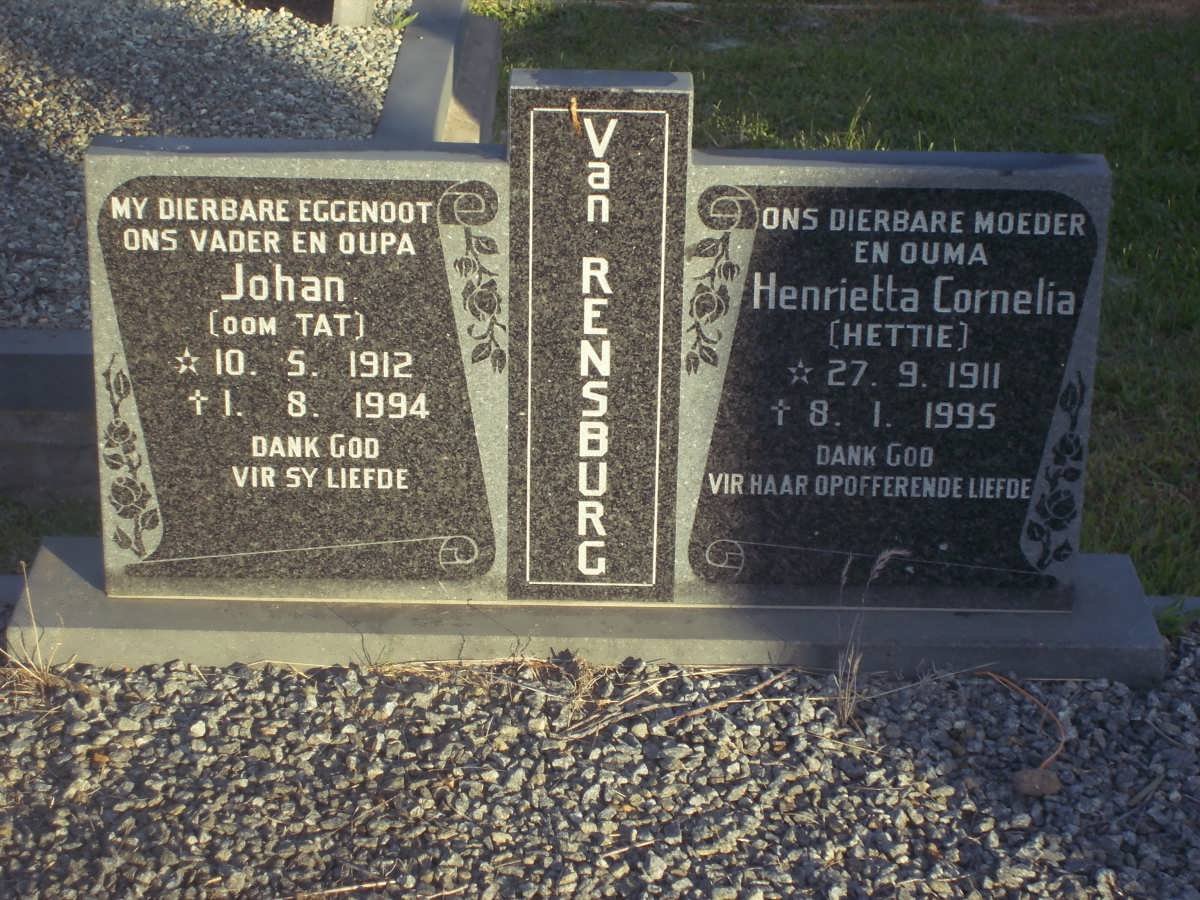 RENSBURG Johan, van 1912-1994 &amp; Henrietta Cornelia 1911-1995