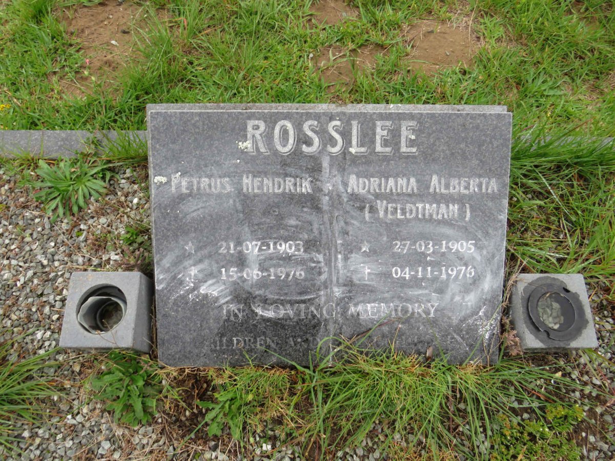 ROSSLEE Petrus Hendrik 1903-1976 & Adriana Alberta VELDTMAN 1905-1976