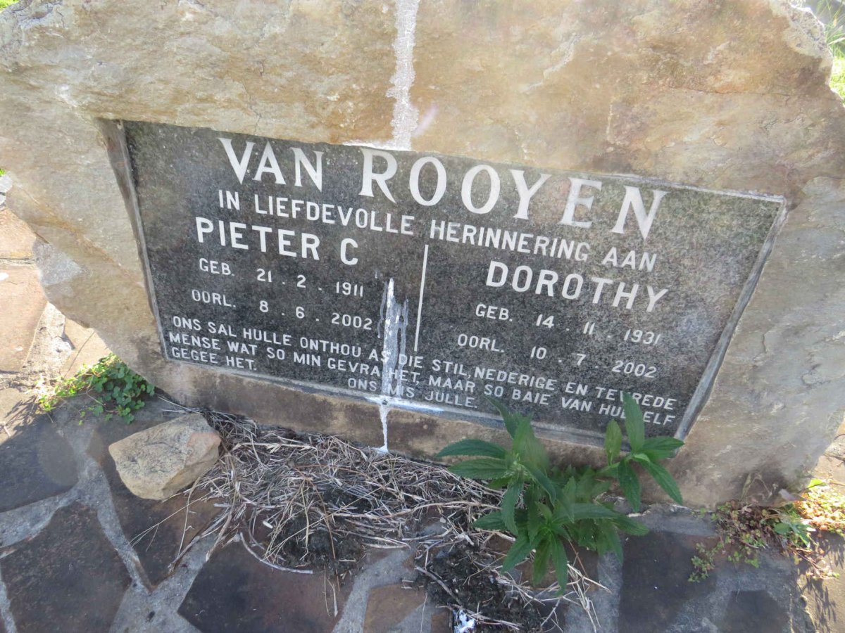ROOYEN Pieter C., van 1911-2002 & Dorothy 1931-2002