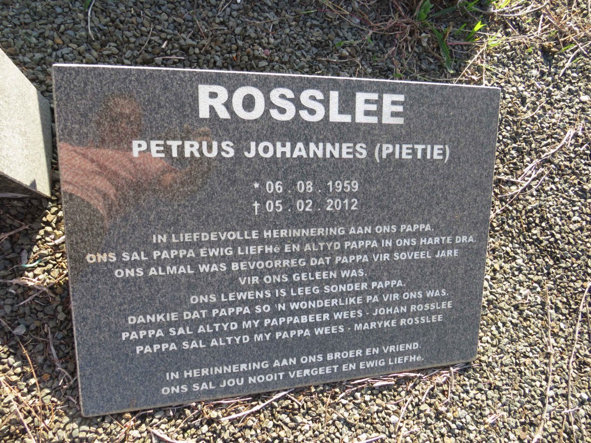 ROSSLEE Petrus Johannes 1959-2012