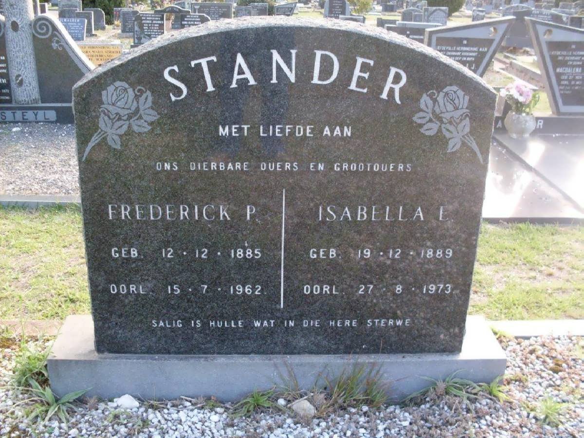 STANDER Frederick P. 1885-1962 &amp; Isabella E. 1889-1973