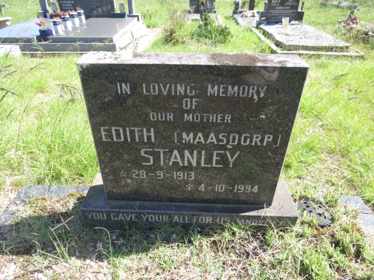 STANLEY Edith nee MAASDORP 1913-1994