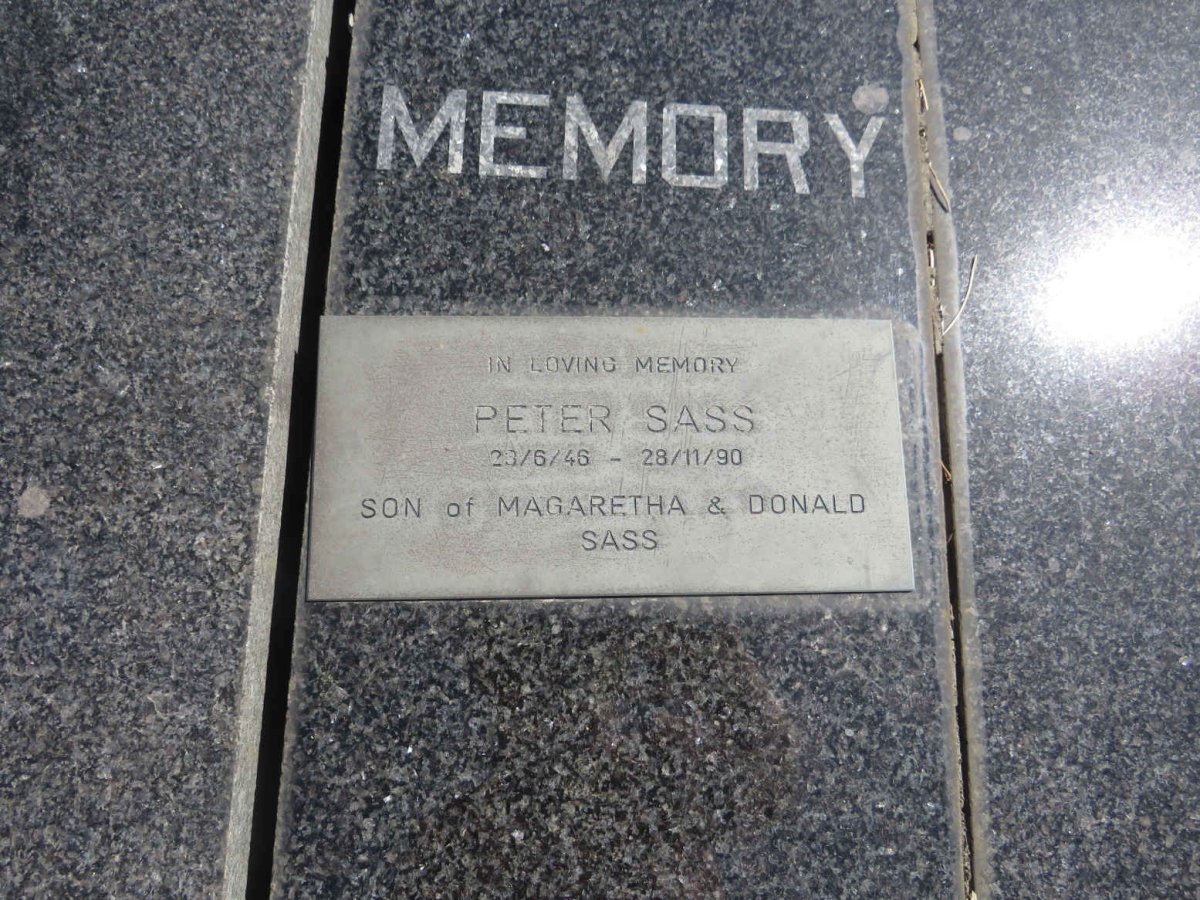 SASS Donald Robert 1893-1980 &amp; Margaretha RADEMEYER 1911-1968 :: SASS Peter 1946-1990