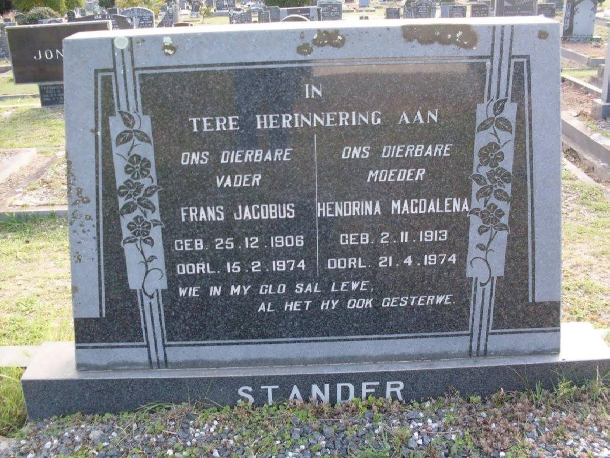 STANDER Frans Jacobus 1906-1974 &amp; Hendrina Magdalena 1913-1974