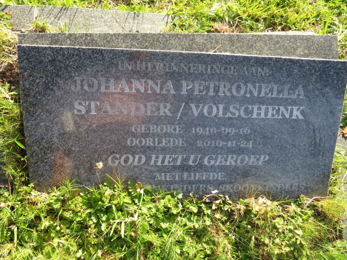 STANDER Johanna Petronella nee VOLSCHENK 1940-2010