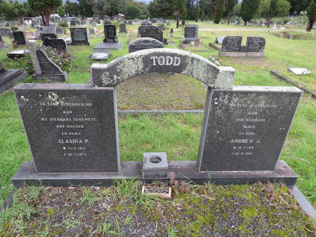 TODD Andrew J. 1916-1987 & Clasina P. 1921-1974