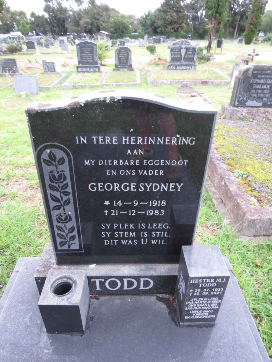 TODD George Sydney 1918-1983 :: TODD Hester M.J 1933-2021