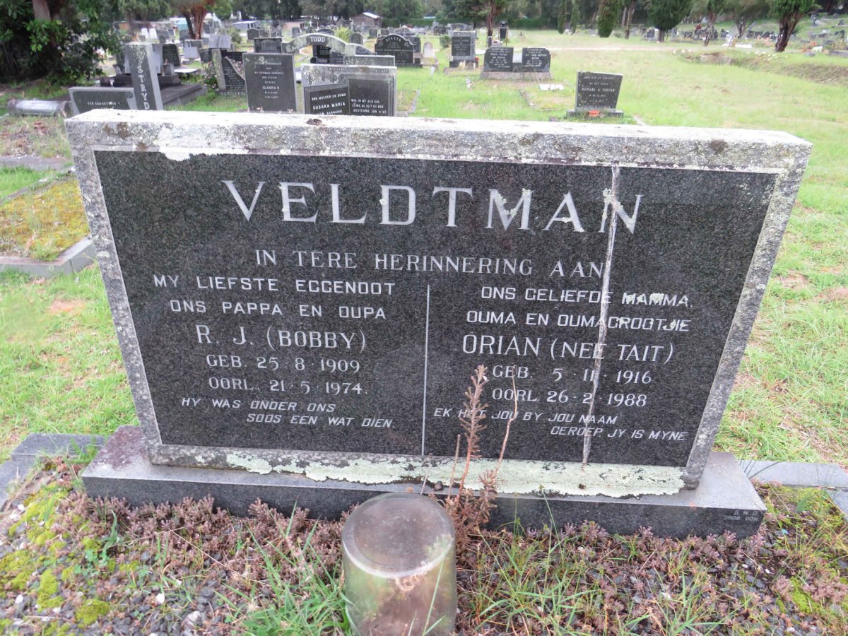 VELDTMAN R.J. 1909-1974 & Orian TAIT 1916-1988