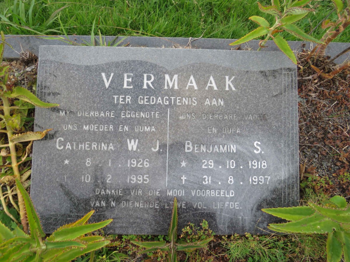 VERMAAK Benjamin S. 1918-1997 & Catherina W.J. 1926-1995