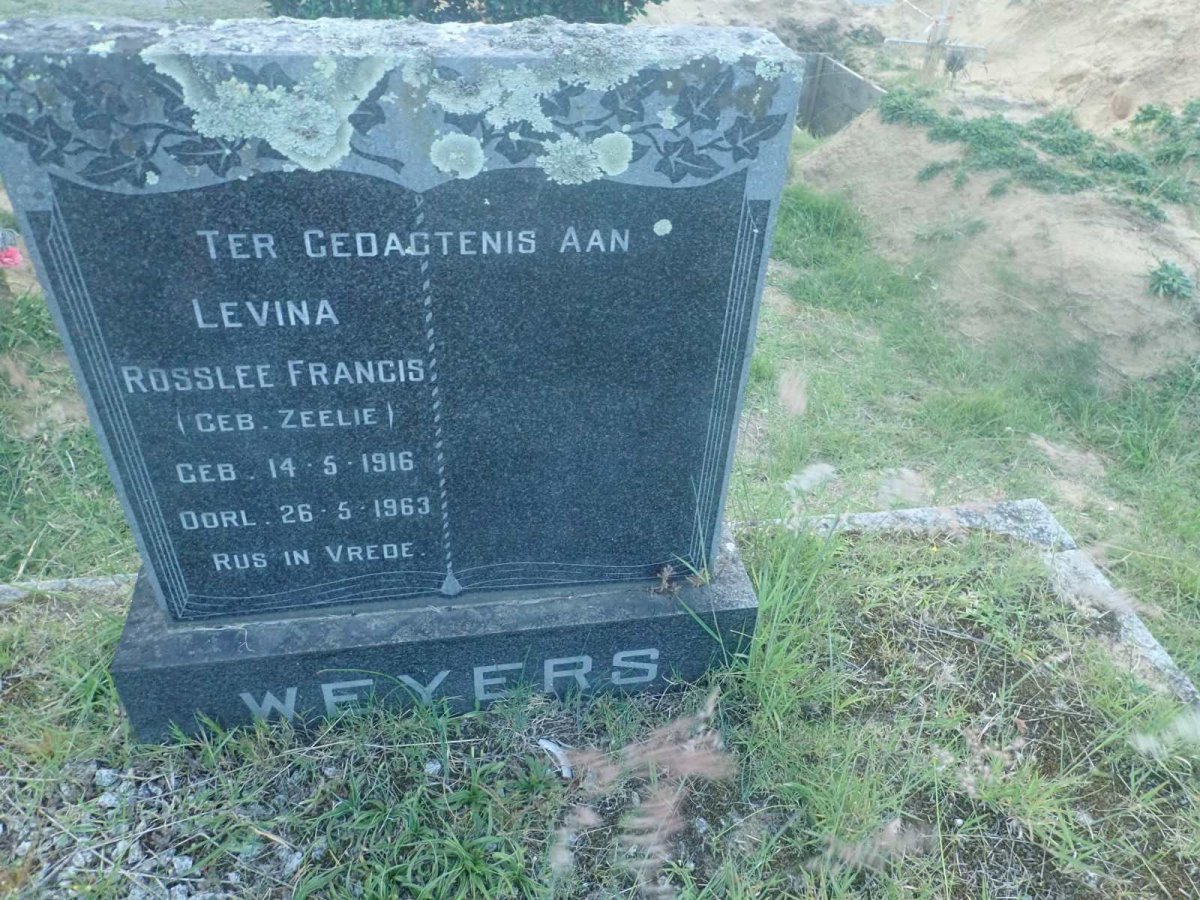 WEYERS Levina Rosslee Francis nee ZEELIE 1916-1963