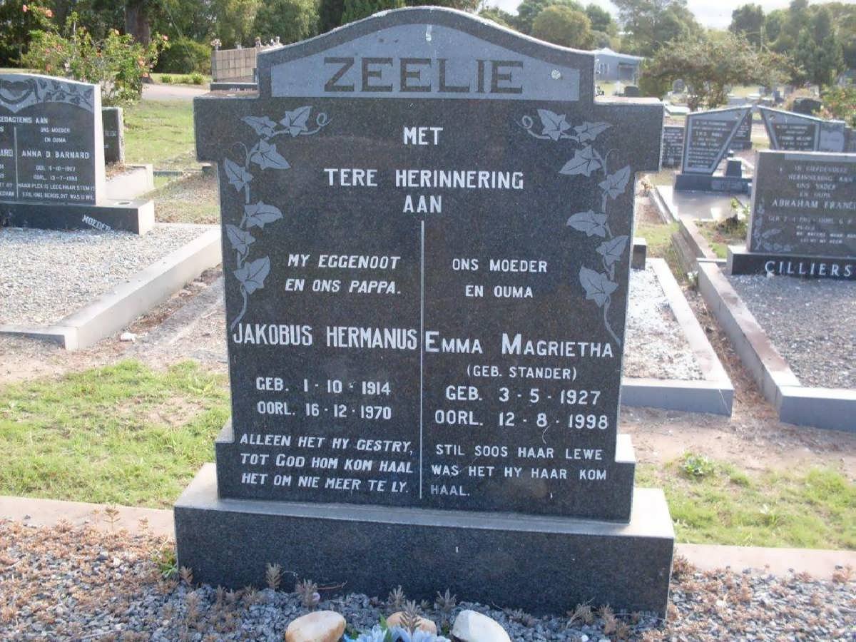 ZEELIE Jacobus Hermanus 1914-1970 &amp; Emma Margrietha STANDER 1927-1998