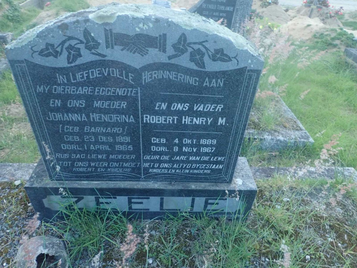 ZEELIE Robert Henry M. 1889-1967 & Johanna Hendrina BARNARD 1891-1965