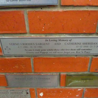 SARGENT Vernon Rhodes 1906-1986 &amp; Catherine Sheridan 1910-2006