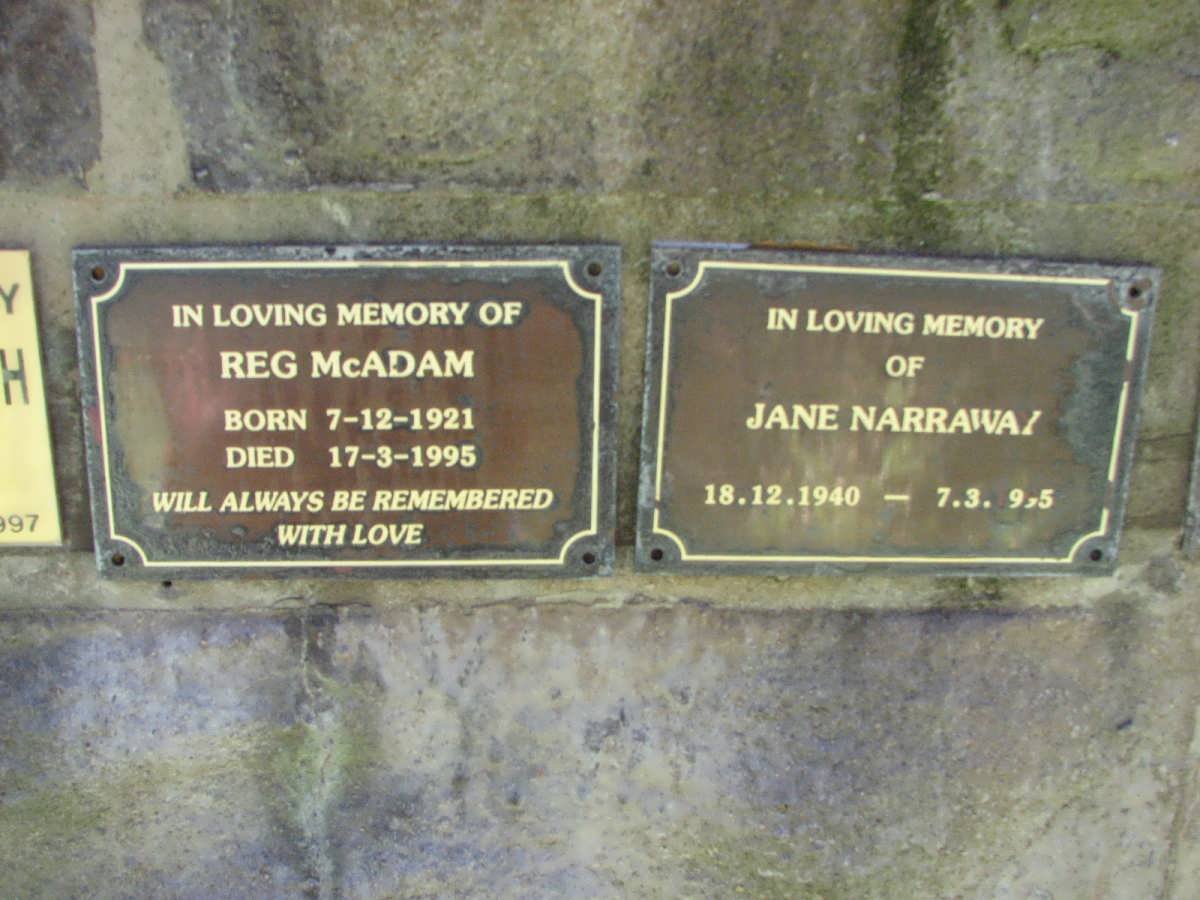 MCADAM Reg 1921-1995 :: NARRAWAY Jane 1940-19?5