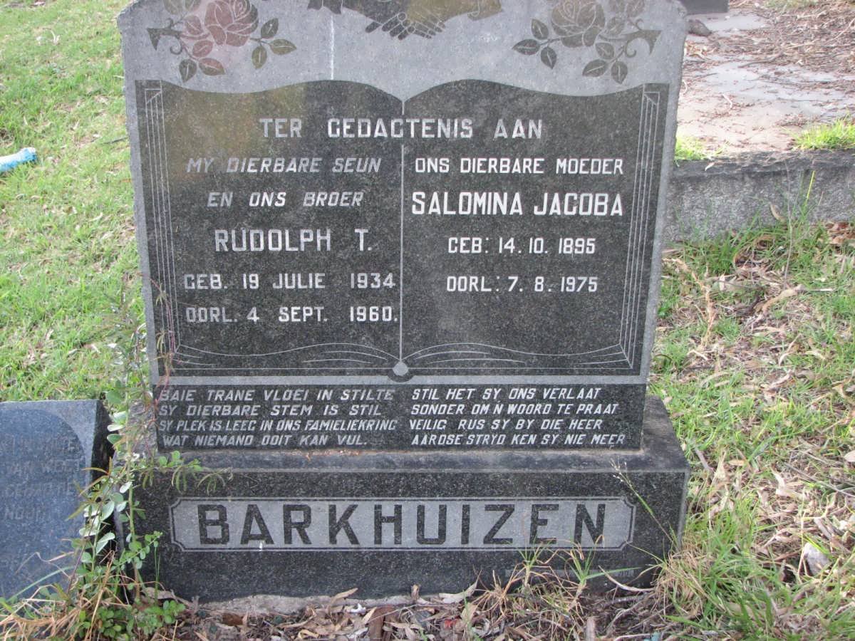 BARKHUIZEN Salomina Jacoba 1895-1975 :: BARHUIZEN Rudolph T. 1934-1960