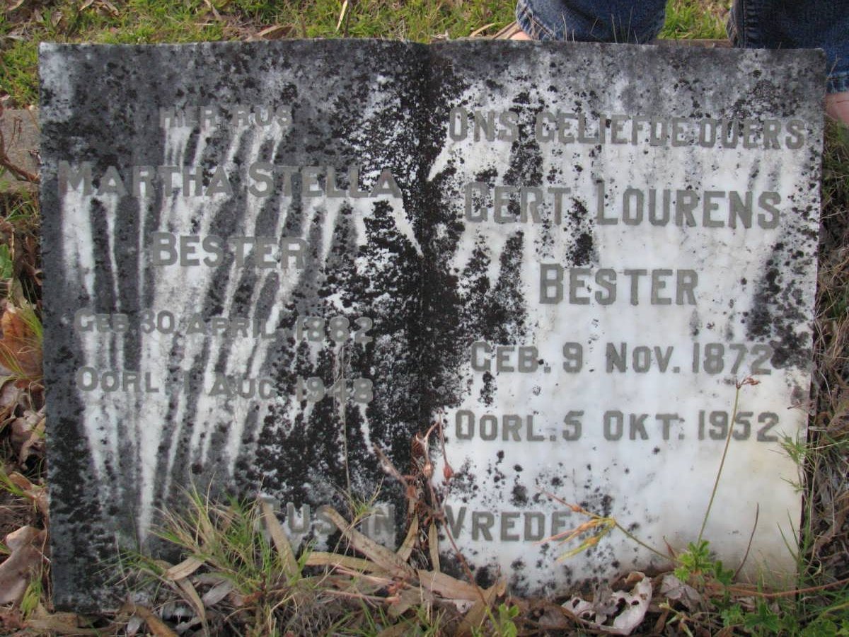 BESTER Gert Lourens 1872-1952 &amp; Martha Stella 1882-1948
