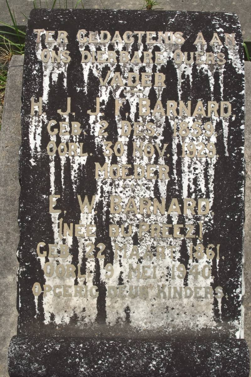 BARNARD H.J.J.F. 1859-1929 &amp; E.W.DU PREEZ 1861-1940