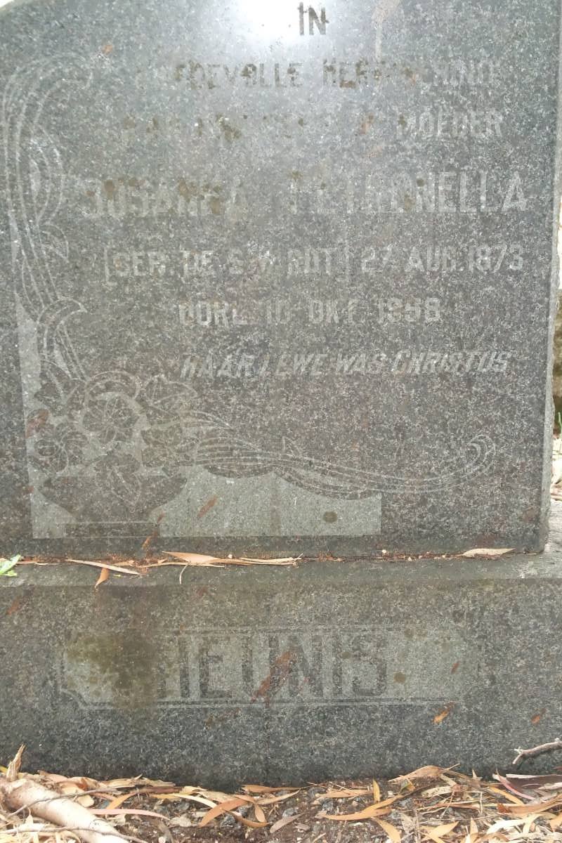 HEUNIS Johanna Petronella nee DE SWARDT 1873-1958