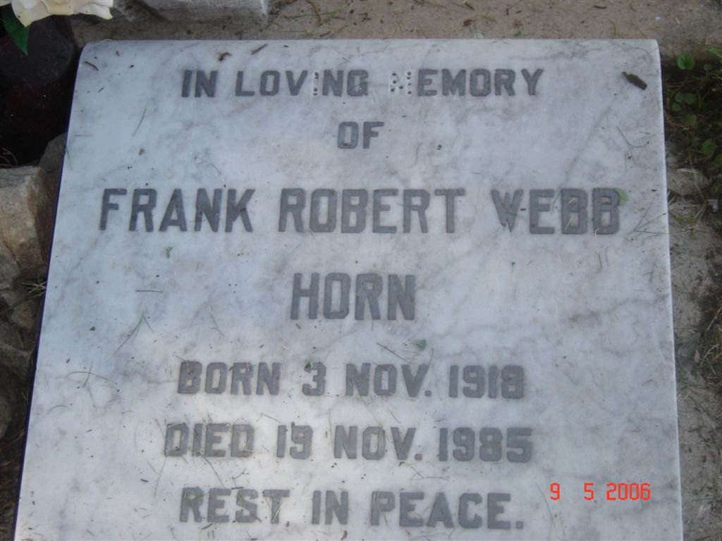 HORN Frank Robert Webb 1918-1985
