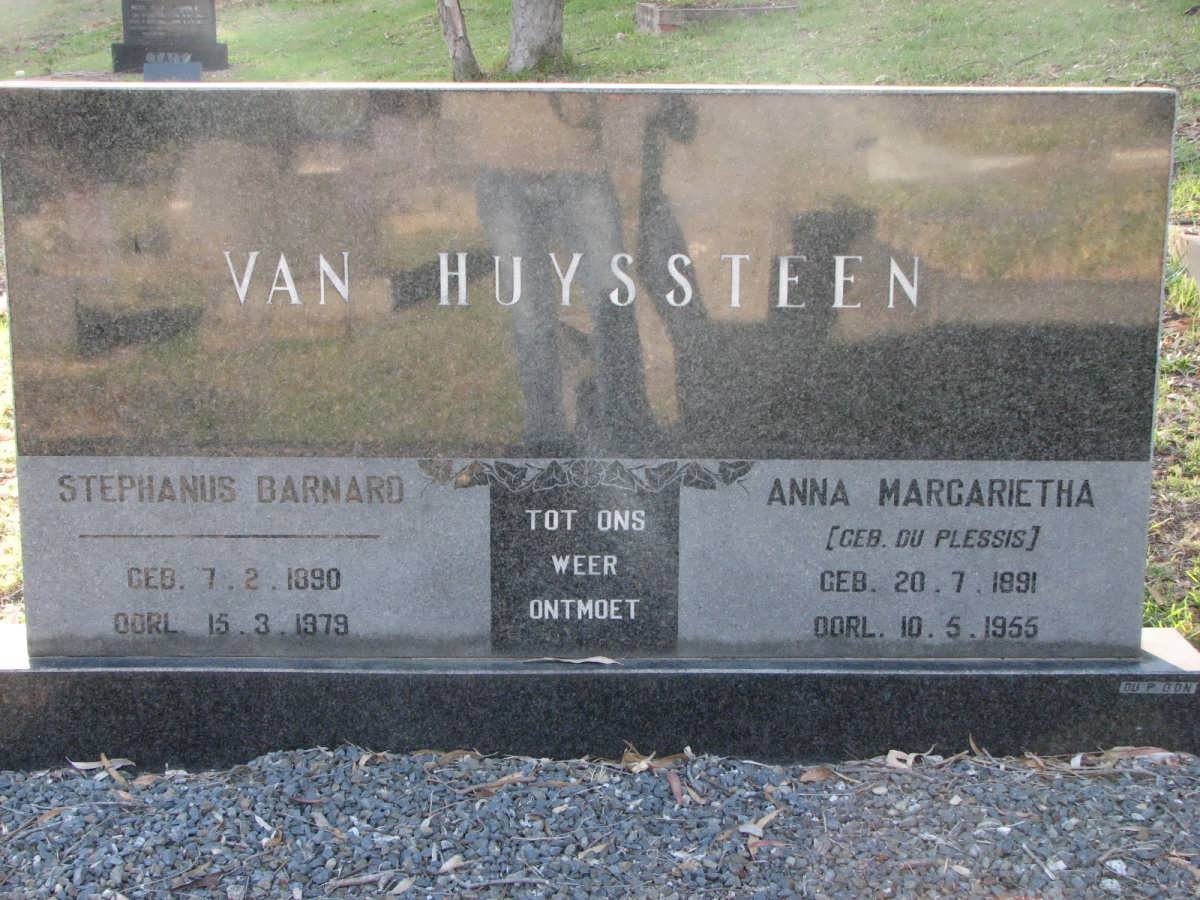 HUYSSTEEN Stephanus Barnard,van 1890-1979 &amp; Anna Margarietha DU PLESSIS 1891-1955