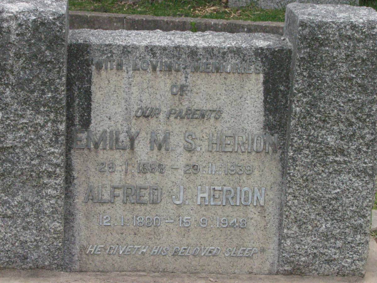 HERION Alfred J. 1880-1948 &amp; Emily M.S. 1888-1939