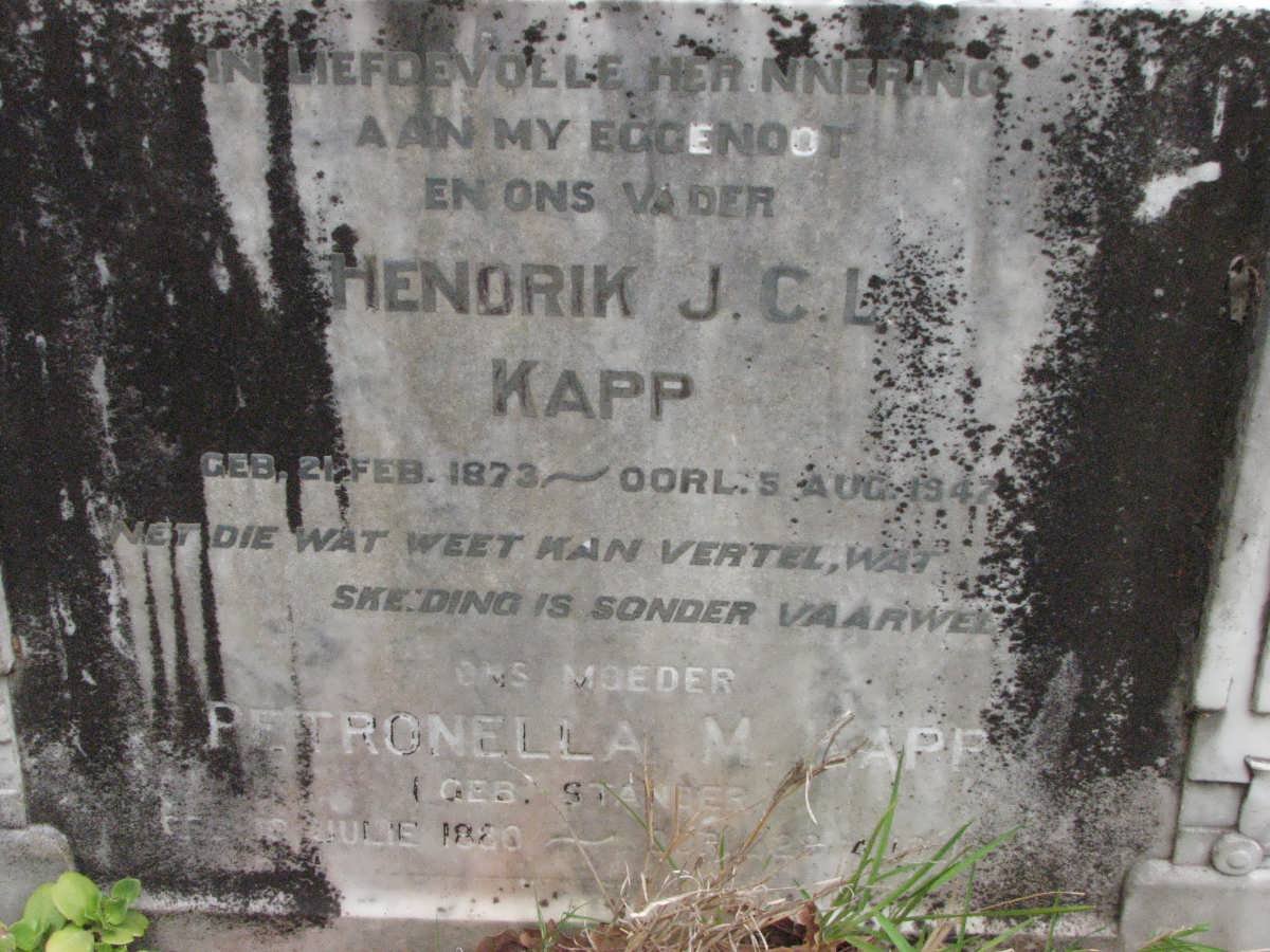 KAPP Hendrik J.C.L. 1873-1947 &amp; Petronella M. STANDER 1880-