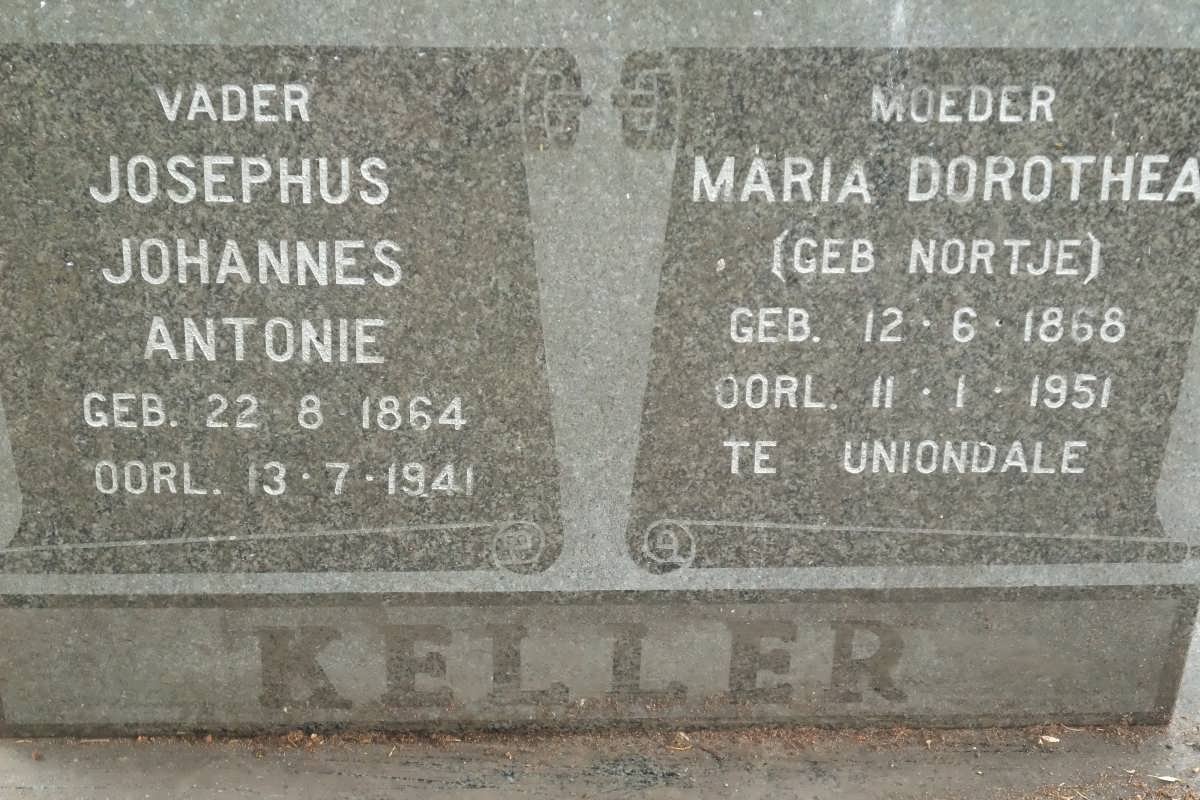 KELLER Josephus Johannes Antonie 1864-1941 &amp; Maria Dorothea NORTJE 1868-1951
