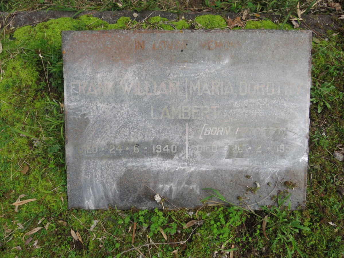 LAMBERT Frank William -1940 & Maria Dorothy POTGIETER -1957