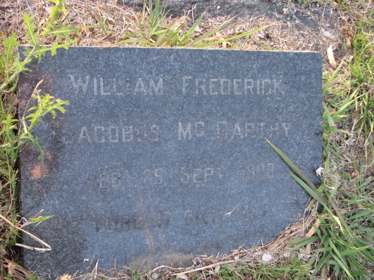 MCCARTHY William Frederick Jacobs 1908-1957
