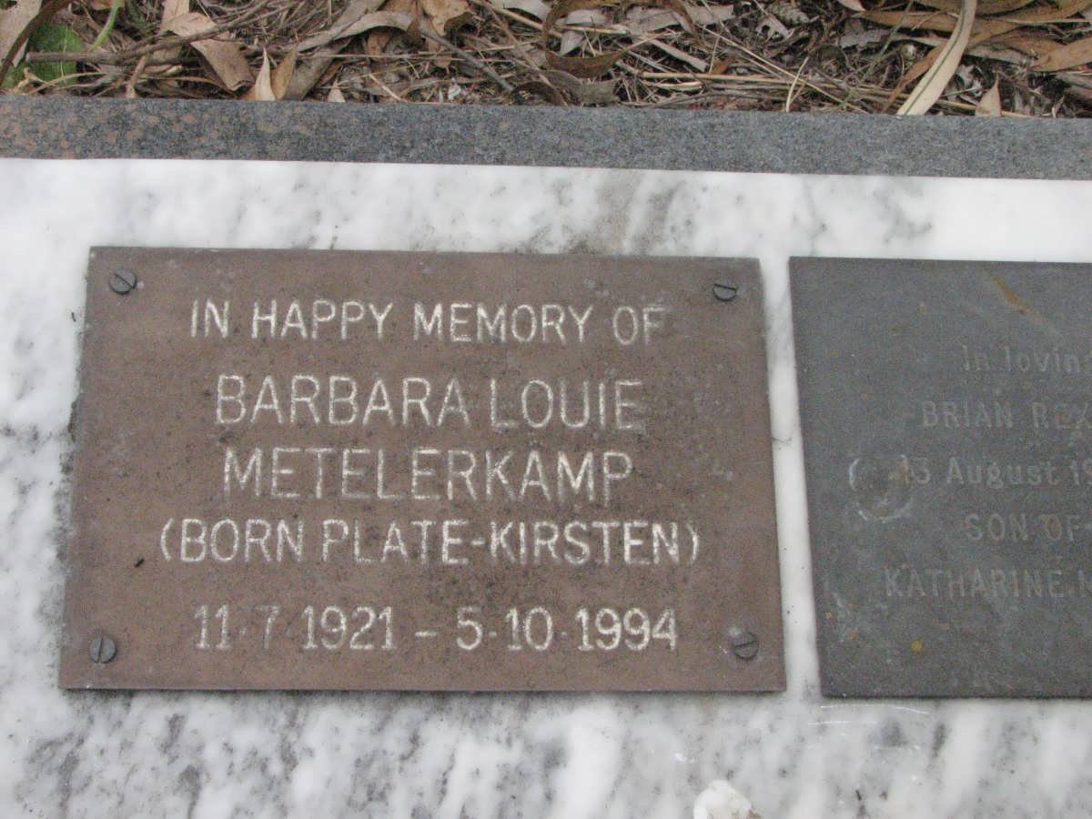 METELERKAMP Barbara Louie nee PLATE-KIRSTEN 1921-1994