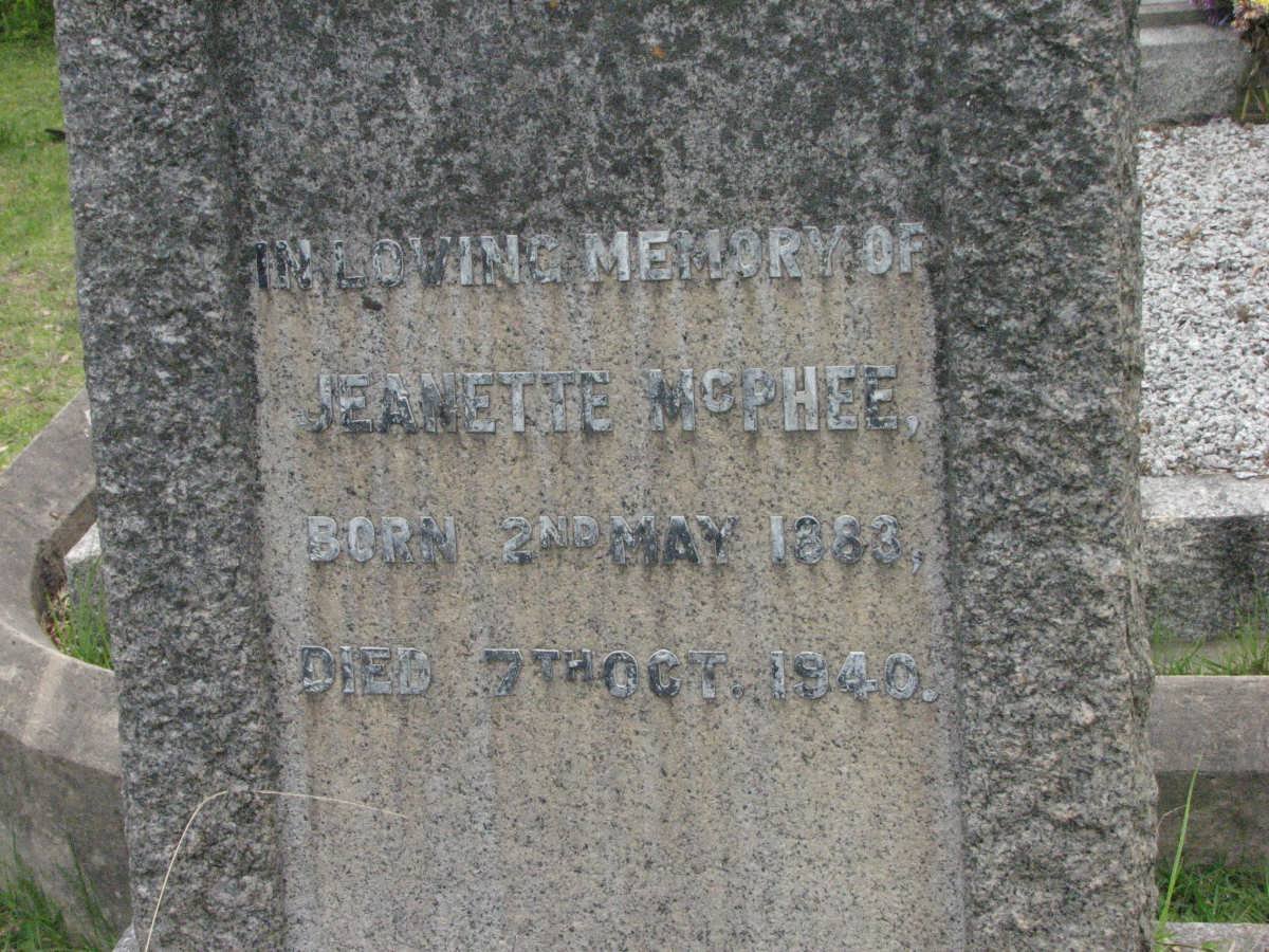 MCPHEE Jeanette 1883-1940