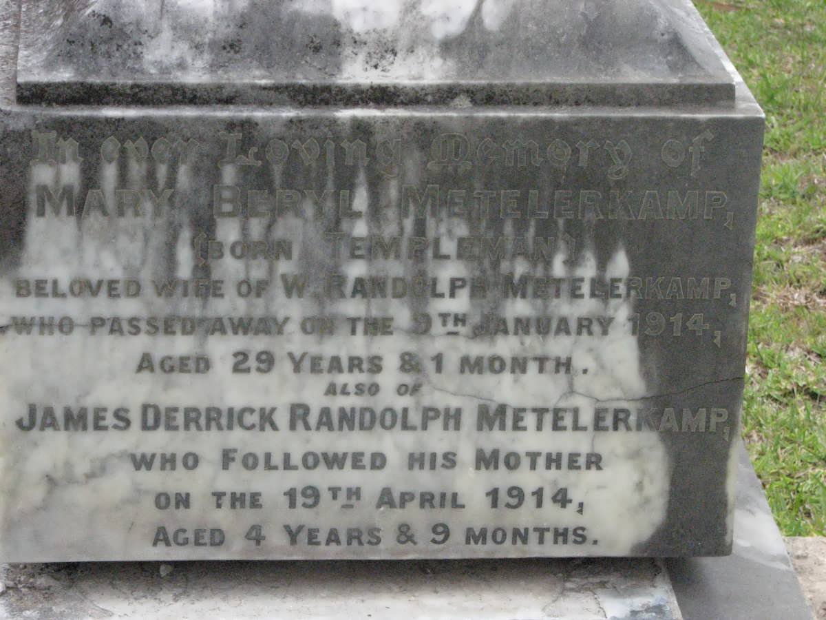 METELERKAMP Mary Beryl nee TEMPLEMAN -1914 :: METELERKAMP James Dereck Randolph -1914