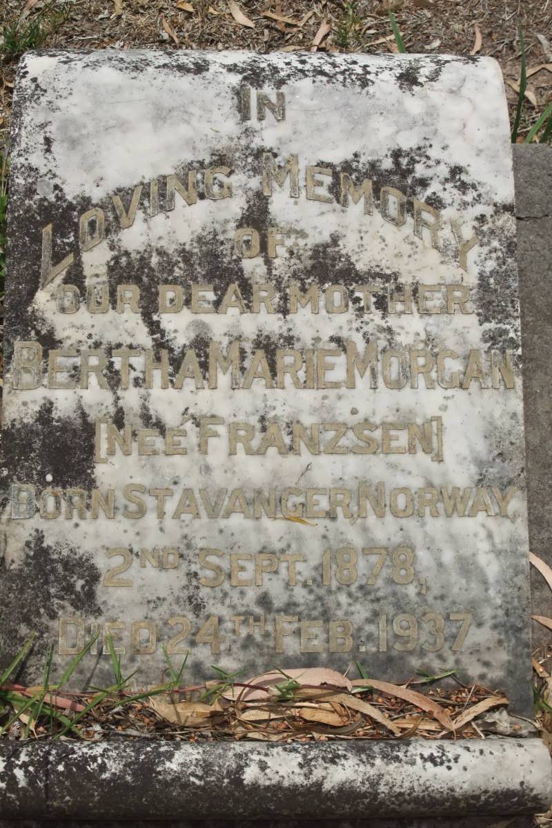 MORGAN Bertha Marie nee FRANZSEN 1878-1937