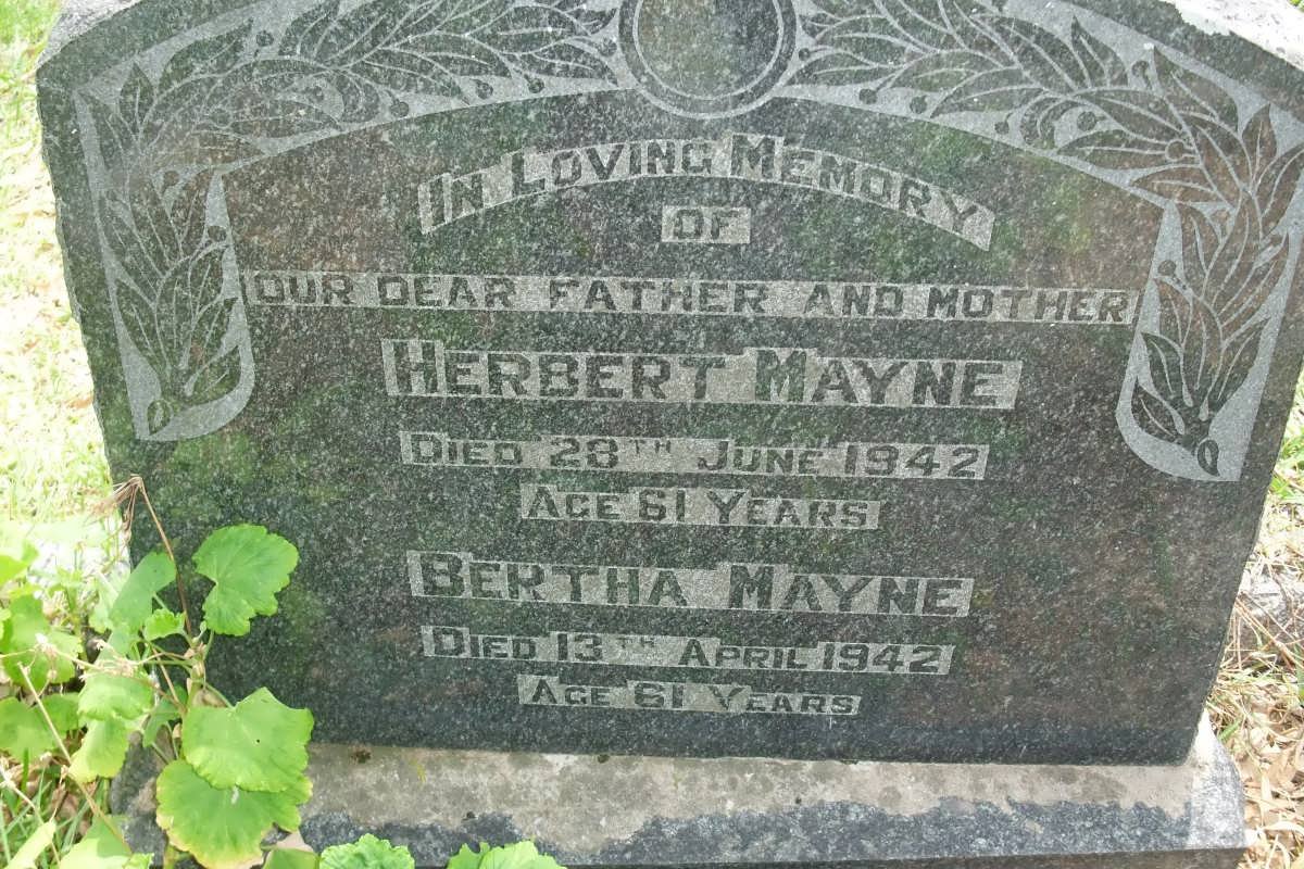 MAYNE Herbert -1942 &amp; Bertha -1942