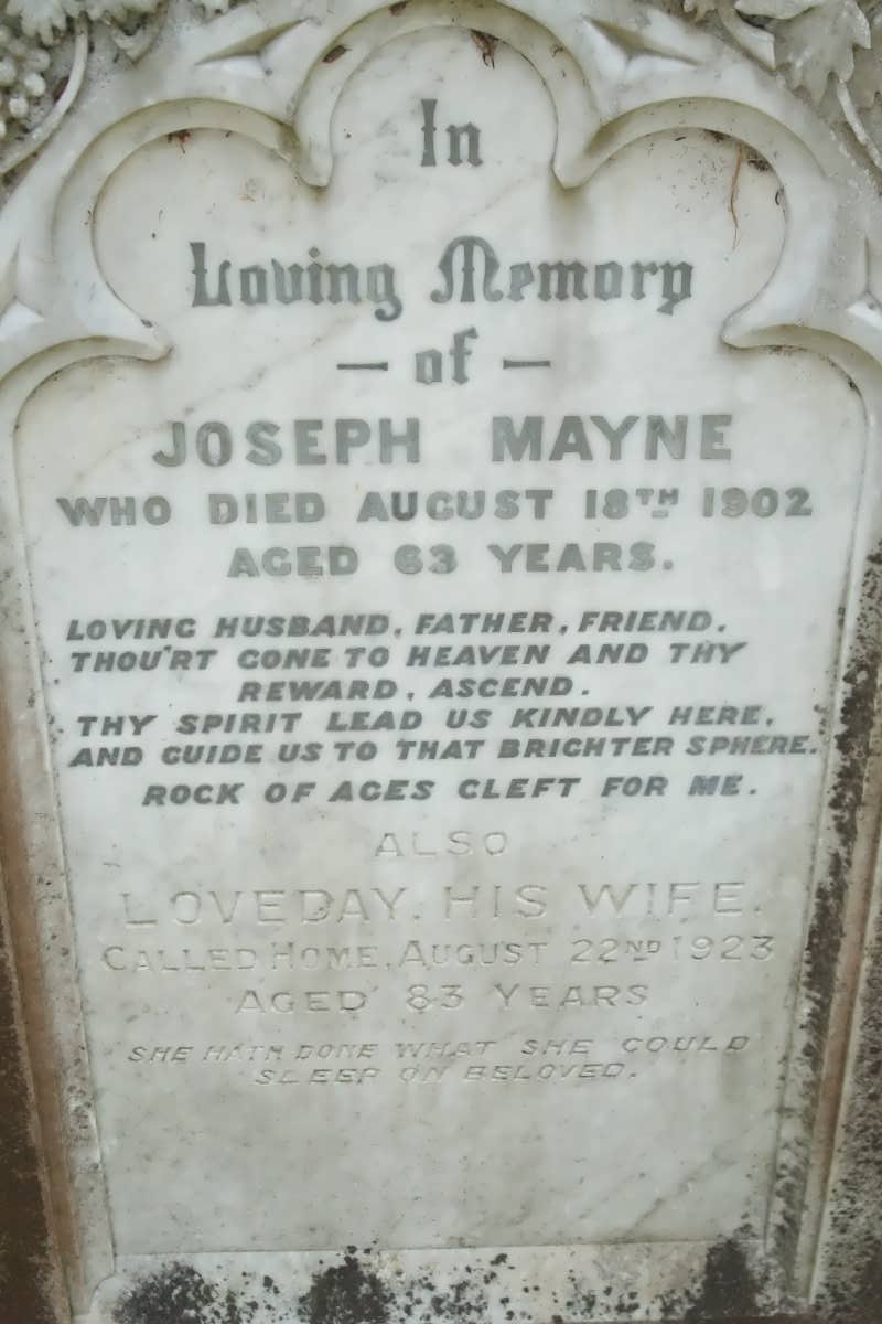 MAYNE Joseph -1902 &amp; Loveday -1923