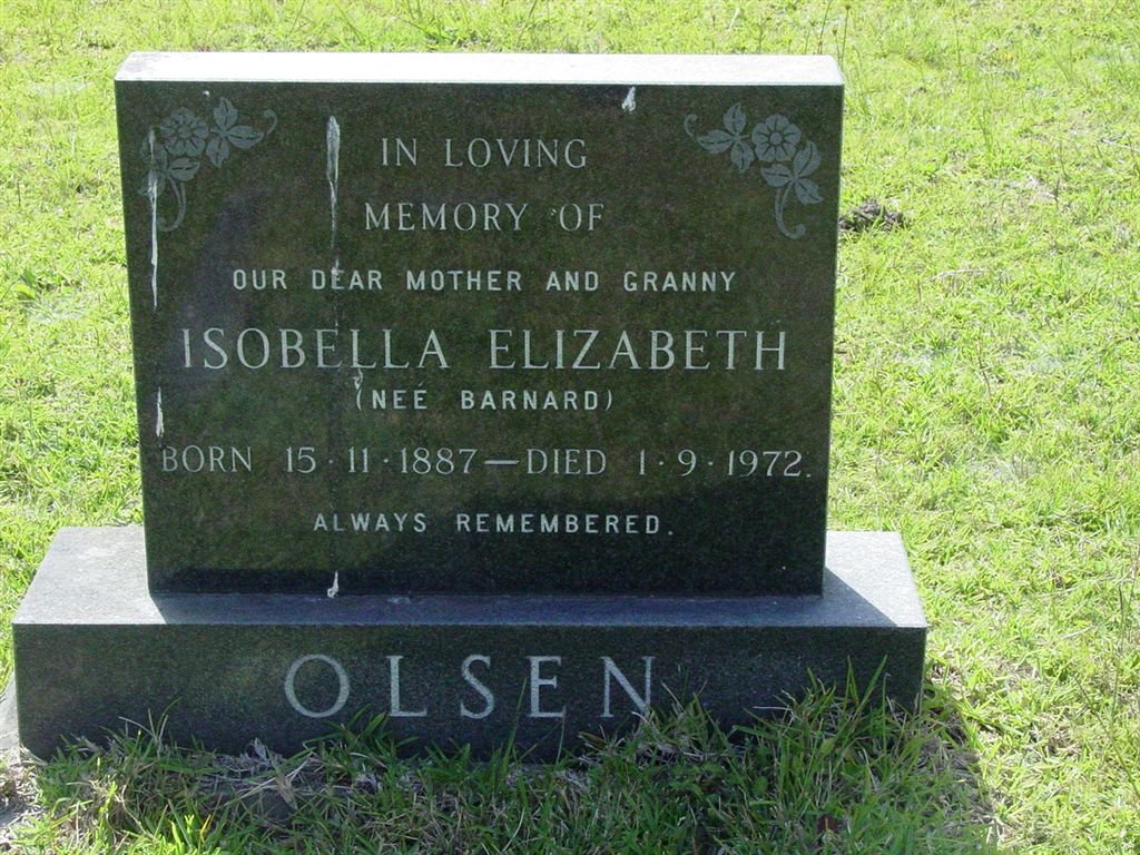 OLSEN Isobella Elizabeth née BARNARD 1887-1972