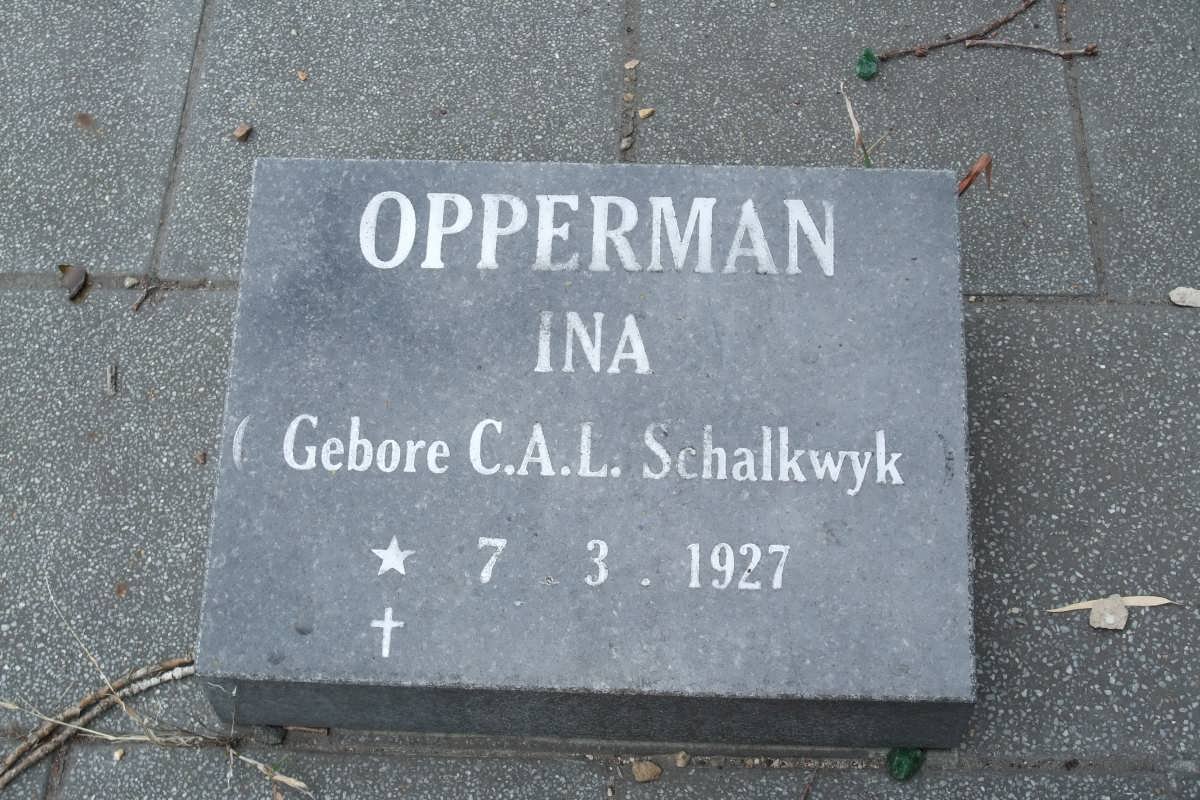 OPPERMAN Ina nee C.A.L. SCHALKWYK 1927-