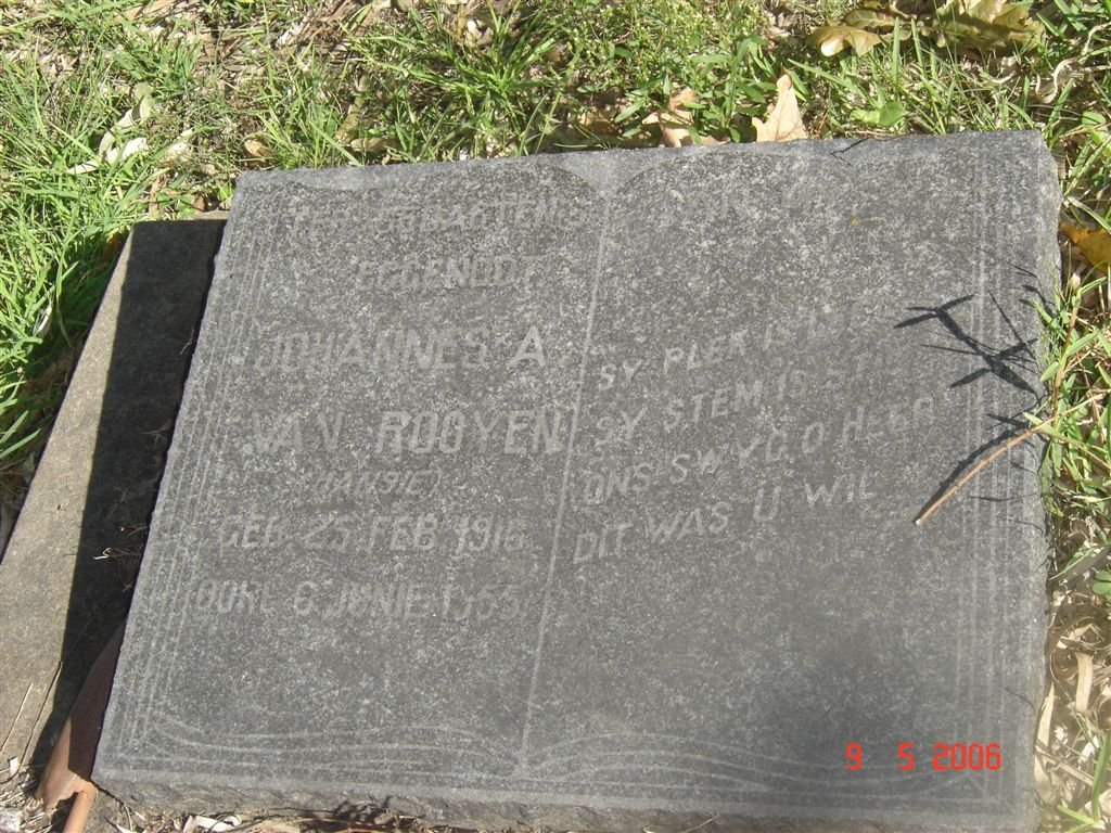 ROOYEN Johannes A., van 1916-1955