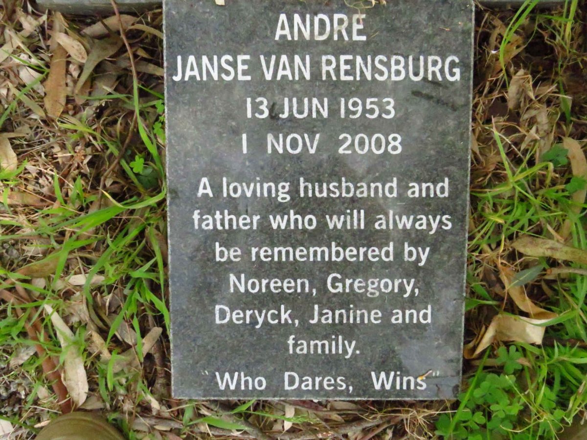 RENSBURG Andre, Janse van 1953-2008