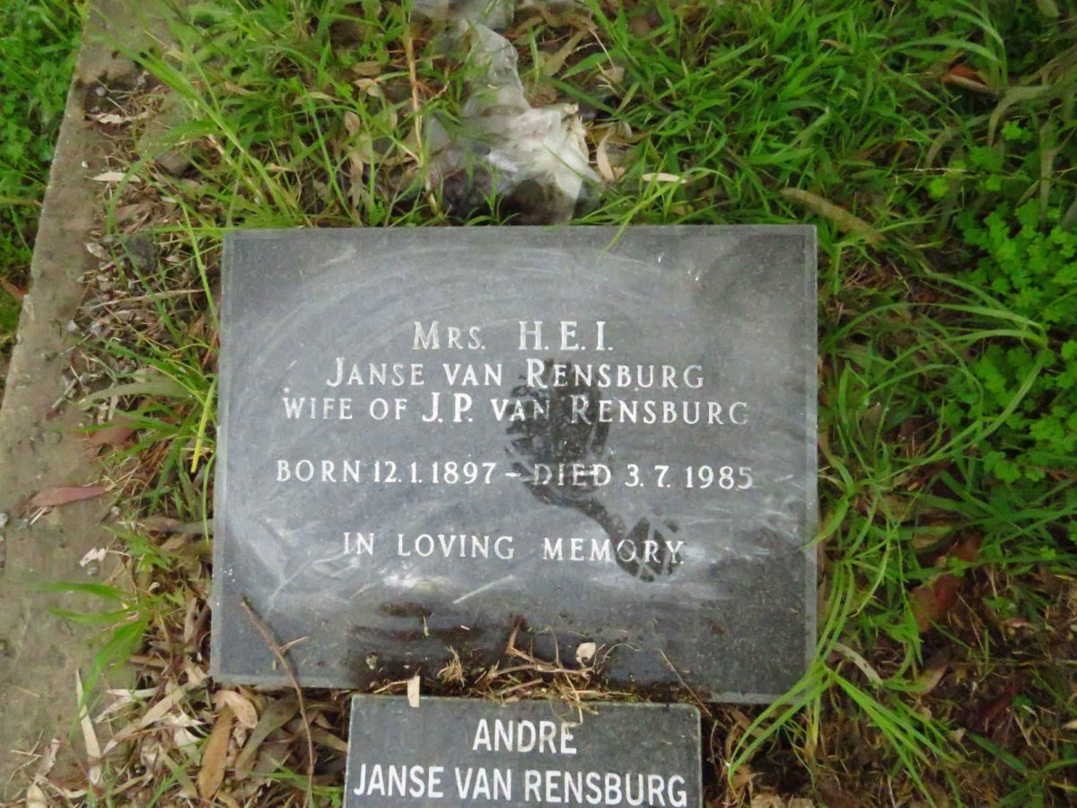 RENSBURG H.E.I., Janse van 1897-1985